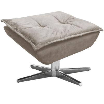 Puff Decorativo Base Giratória Cromada Charger Suede Nude