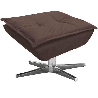 Puff Decorativo Base Giratória Cromada Charger Suede Marrom G19 - Gran Belo