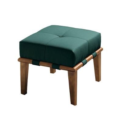 Puff Decorativo 45cm Martínez Veludo Pés Madeira Verde/mel