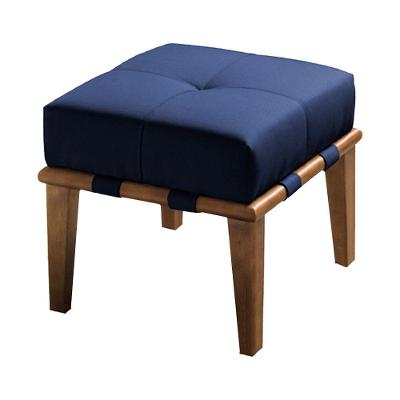 Puff Decorativo 45cm Martínez Veludo Pés Madeira Azul/mel