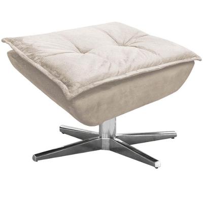 Puff Decorativo Base Giratória Cromada Charger Suede Bege G19 - Gran Belo