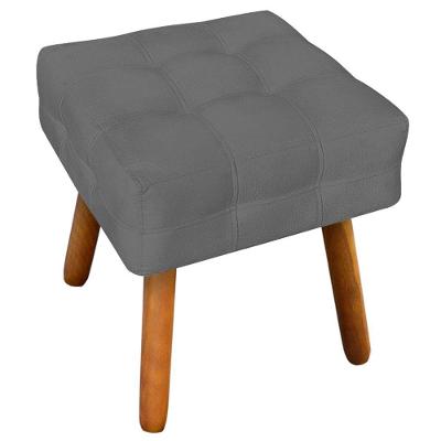 Puff Decorativo Pés Palito Karen Suede Grafite - Gran Belo
