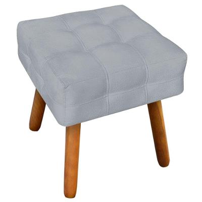 Puff Decorativo Pés Palito Karen Suede Cinza - Gran Belo