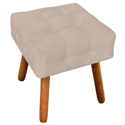 Puff Decorativo Pés Palito Karen Suede Bege - Gran Belo