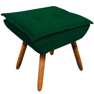 Puff Decorativo Pés Palito Charger Suede Verde G19 - Gran Belo