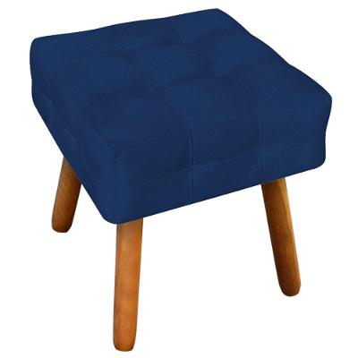 Puff Decorativo Pés Palito Karen Suede Azul Marinho
