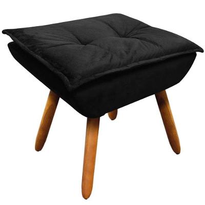 Puff Decorativo Pés Palito Charger Suede Preto G19 - Gran Belo