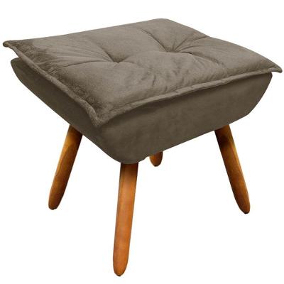 Puff Decorativo Pés Palito Charger Suede Nude G19 - Gran Belo