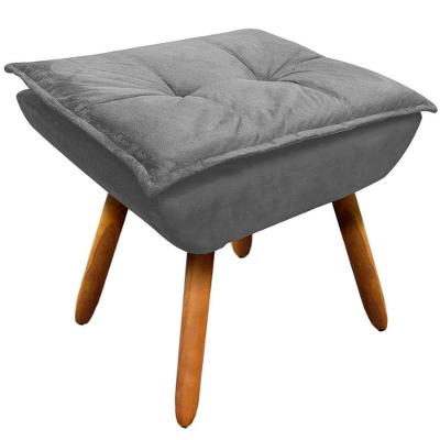 Puff Decorativo Pés Palito Charger Suede Grafite G19 - Gran Belo