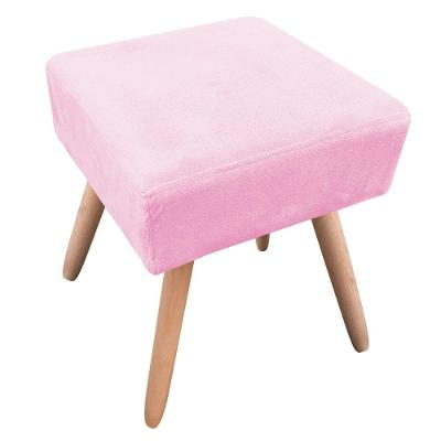 Puff Decorativo Ibiza Quadrado Suede Pés Palito Natural