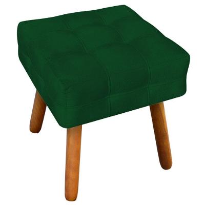 Puff Decorativo Pés Palito Karen Suede Verde - Gran Belo