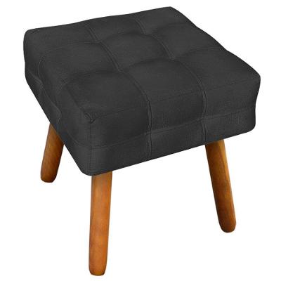 Puff Decorativo Pés Palito Karen Suede Preto - Gran Belo