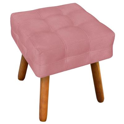 Puff Decorativo Pés Palito Karen Suede Rosê - Gran Belo
