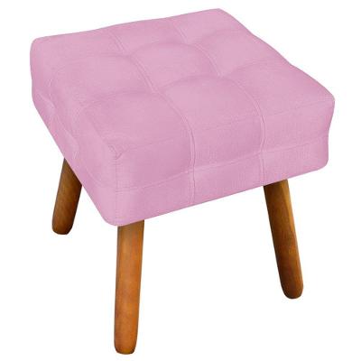 Puff Decorativo Pés Palito Karen Suede Rosa - Gran Belo