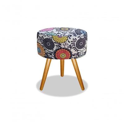 Puff Magnus Redondo Decorativo Pé Palito Mandala Branca Top