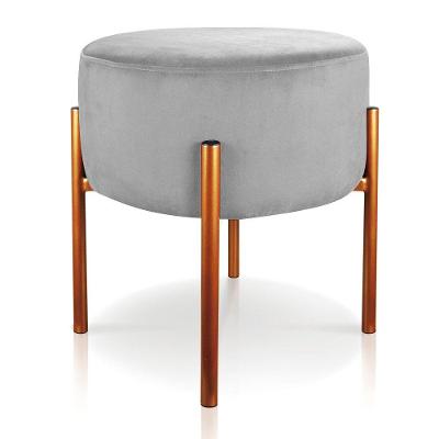 Puff Iron Suede Base Cobre Palito Cinza