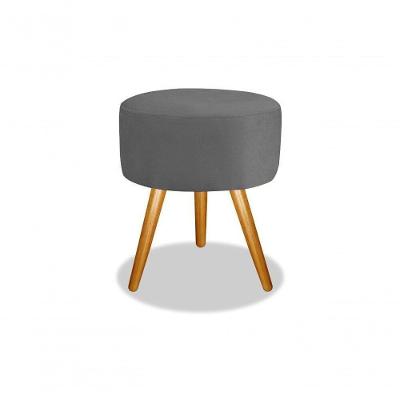 Puff Puf Para Sala De Estar Decoração Quarto Suede Cinza Top