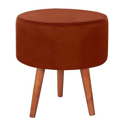 Puff Puf Redondo Pes Palito 44x40cm Suede Terra Cota Mpassos Terra Cota