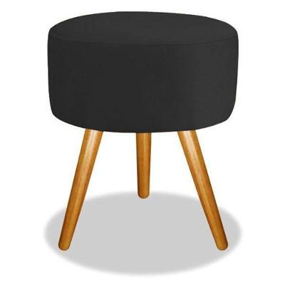 Puff Puf Banqueta Para Sala Recepção Redondo Decorativo Suede Preto