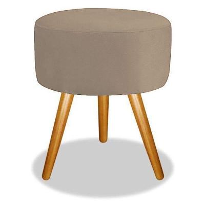Puff Pés Palito Suede Cappuccino Para Sala Recepção