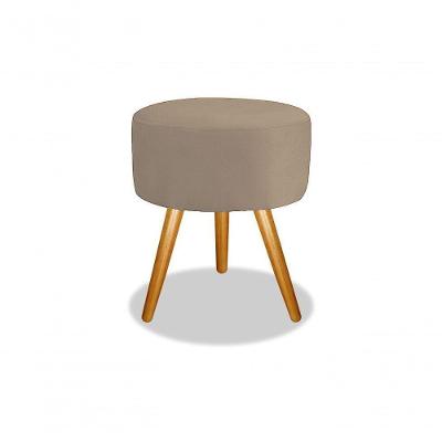 Puff Pés Palito Suede Cappuccino para Sala Recepção Quarto