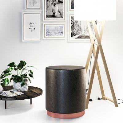 Banco Puff Estofado Redondo Decorativo Viena Preto Adz