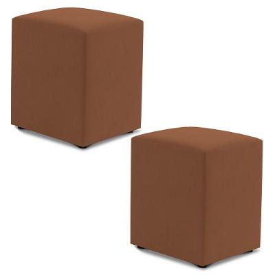 Kit 02 Puffs Decorativos Sala De Estar Quadrado 36x47cm Veludo Terracota - Desk Design