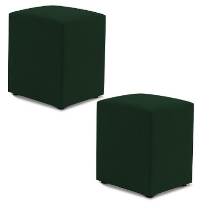 Kit 02 Puffs Decorativos Sala De Estar Quadrado 36x47cm Veludo Verde - Desk Design