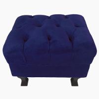 Kit 02 Puff Retrô Luis Xv Capitonê Suede Azul Marinho - 1