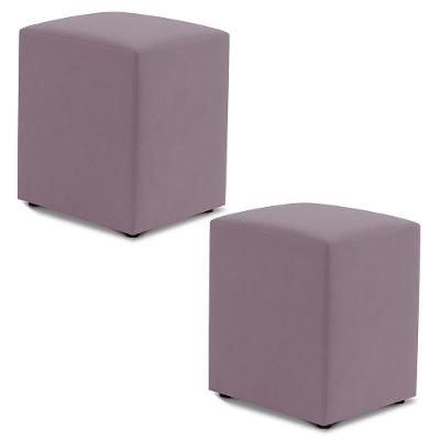 Kit 02 Puffs Decorativos Sala De Estar Quadrado 36x47cm Veludo Rosê - Desk Design