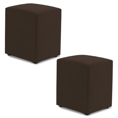 Kit 02 Puffs Decorativos Sala De Estar Quadrado 36x47cm Suede Marrom - Desk Design