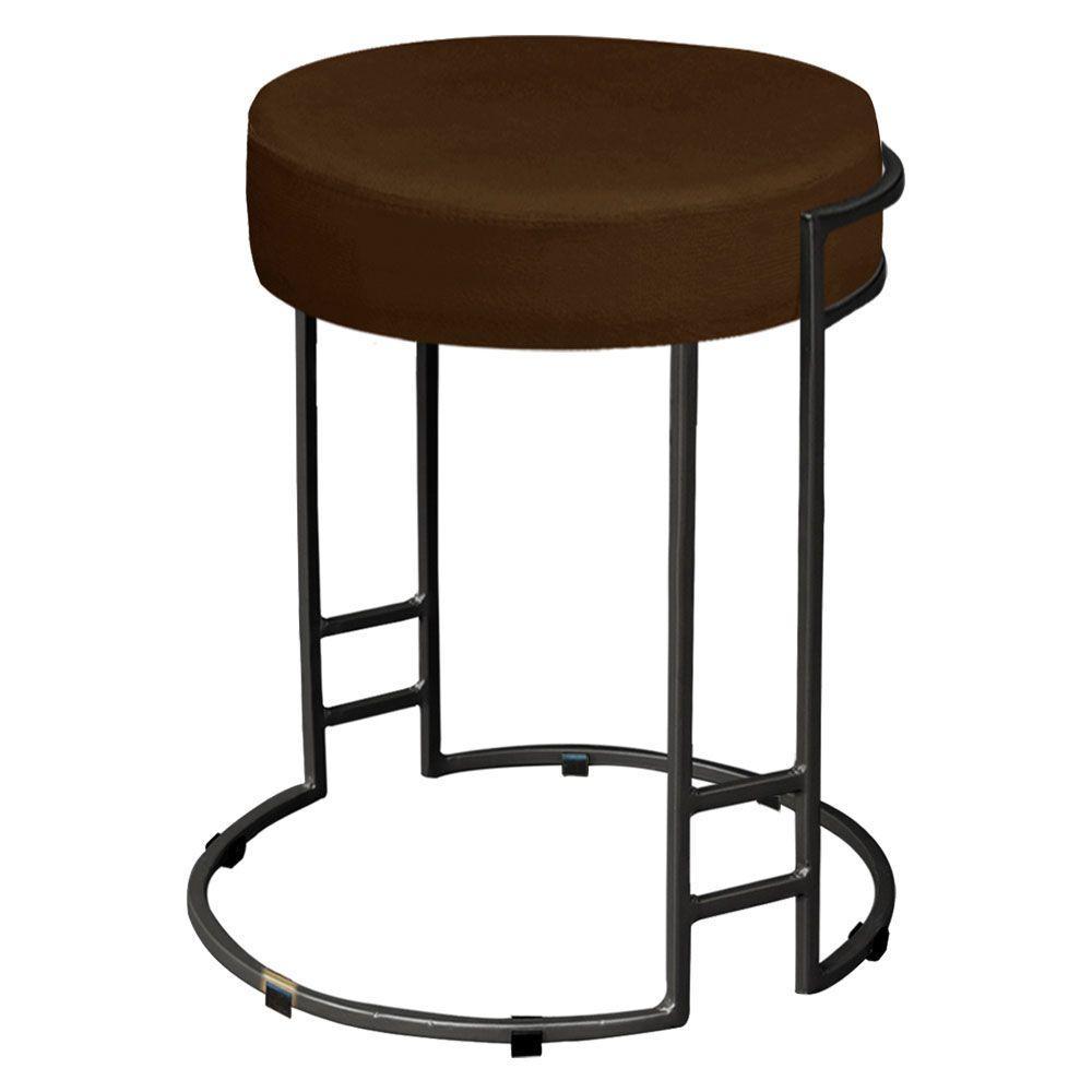 Kit 4 Puffs Dara Suede Marrom Base Preto - 2