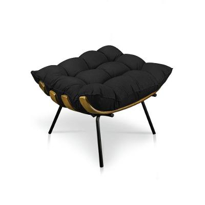 Puff Costela Suede Base Metal Drossi - Preto