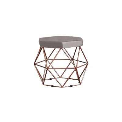 Puff Base Bronze Elsa Veludo Cinza Gran Belo