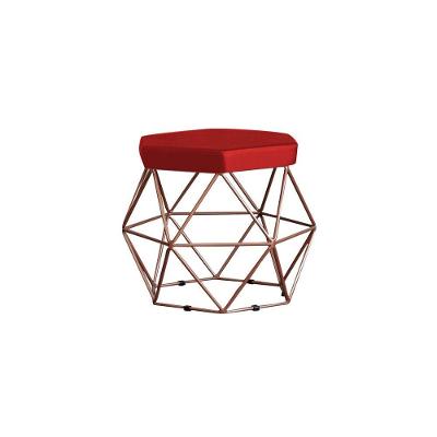 Puff Base Bronze Elsa Veludo Vermelho Gran Belo