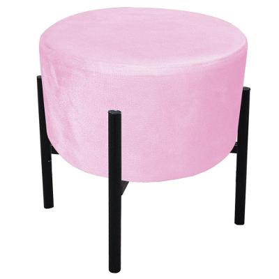 Puff Iron Suede Base Preto Palito Rosa Bebê