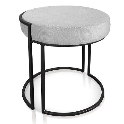 Puff Love Suede Cinza Base Industrial Preto D´rossi