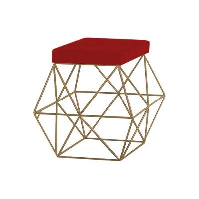 Puff Decorativo Base Gold Trixie Veludo Vermelho Gran Belo