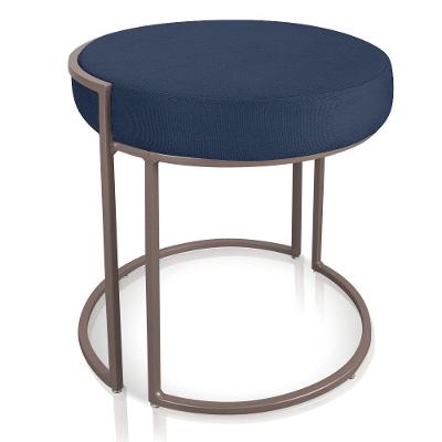 Puff Love Suede Azul Marinho Base Industrial Cobre D´rossi
