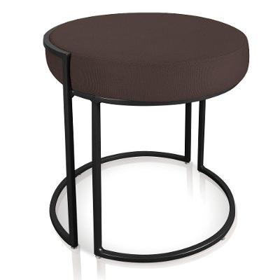 Puff Love Suede Marrom Base Industrial Preto D´rossi