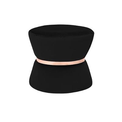 Puff Sala de Estar 45cm Dhaka Veludo Preto Gran Belo