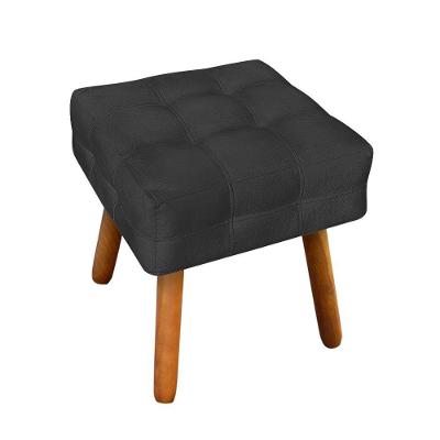 Puff Elisa Suede Preto Pés Palito Castanho