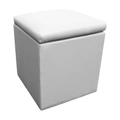 Puff Baú Dani Quadrado Corino Branco