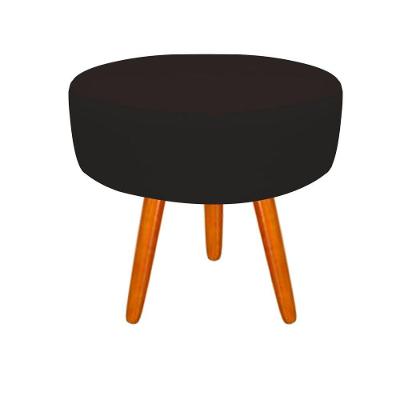 Puff Decorativo Lavinia Suede Pes Castanho Preto