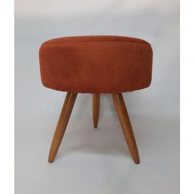 Puff Decorativo Lavinia Suede Pes Castanho Terracota
