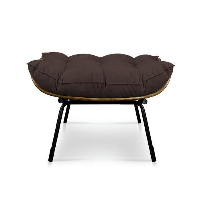 Puff Costela Suede Base Metal Marrom