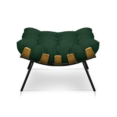 Puff Costela Suede Base Metal Verde