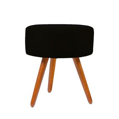 Puff Decorativo Sala Suede Redondo preta