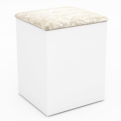 Puff Baú Pu2050 Branco/Floral Pérola - Tecno Mobili