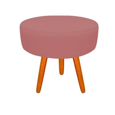 Puff Decorativo Lavinia Suede Pes Castanho Rosê